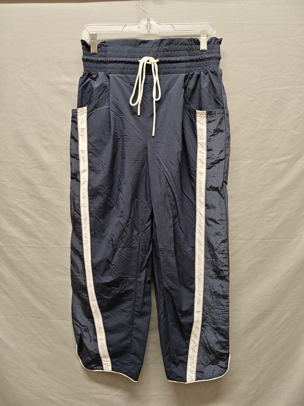 SO Movement Track Pants Womens Small Navy Windbreaker Side Stripe Drawstring